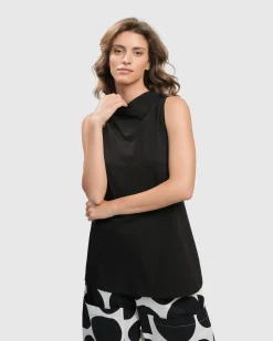 Urban Sleeveless Mockneck Top, Black
