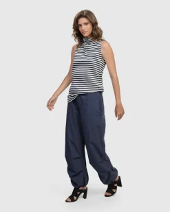Urban Sleeveless Mockneck Top, Navy