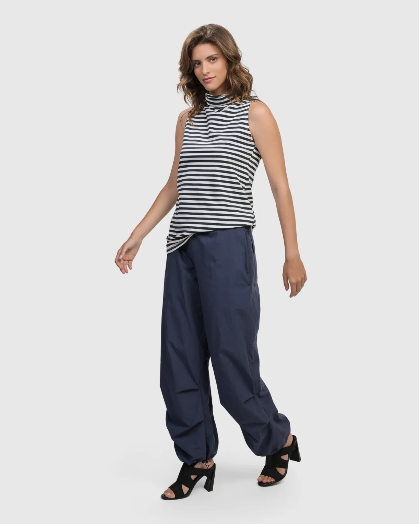 Urban Sleeveless Mockneck Top, Navy