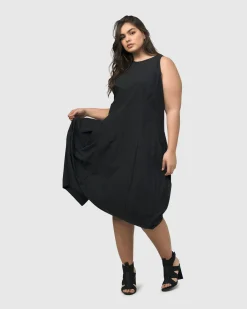Urban Soho Sleeveless Cocoon Dress, Black
