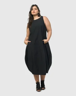 Urban Soho Sleeveless Cocoon Dress, Black