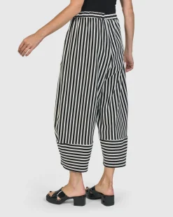 Urban Stripes Lantern Pants, Black