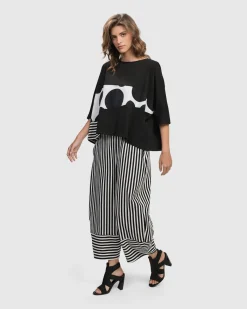 Urban Stripes Lantern Pants, Black