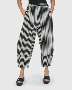 Urban Stripes Lantern Pants, Black