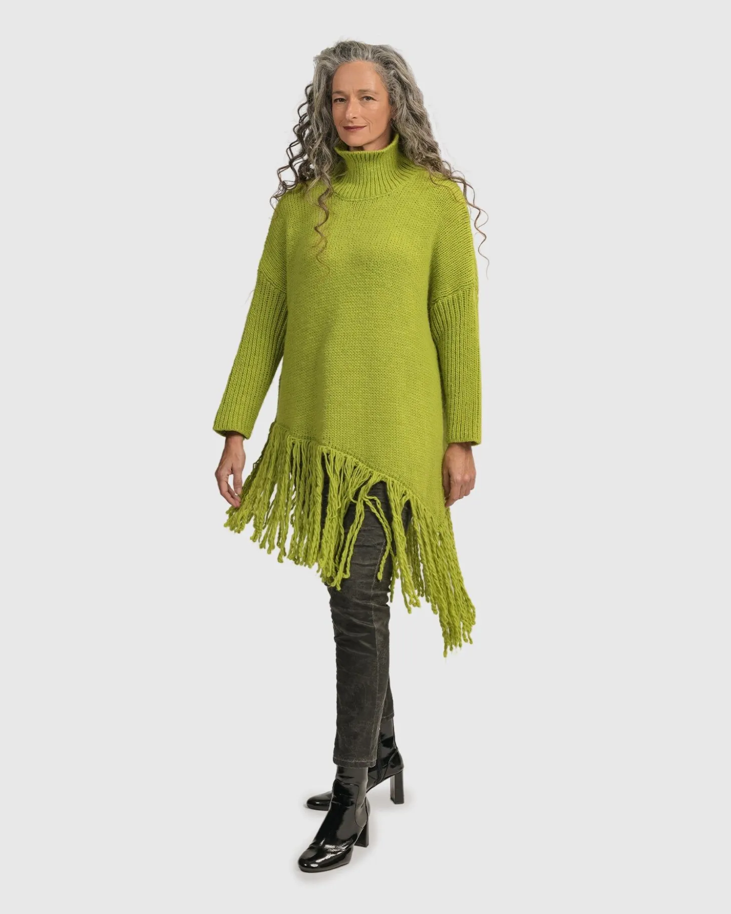 Urban Turtleneck Tunic Top, Lime