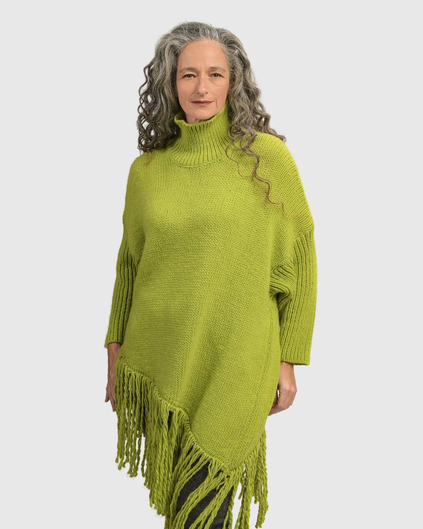 Urban Turtleneck Tunic Top, Lime
