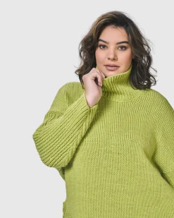 Urban Turtleneck Tunic Top, Lime