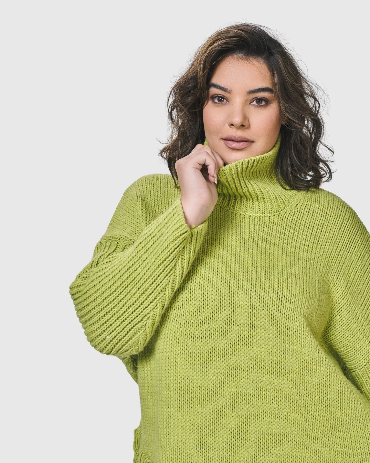 Urban Turtleneck Tunic Top, Lime