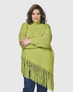 Urban Turtleneck Tunic Top, Lime