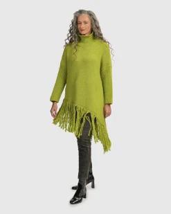 Urban Turtleneck Tunic Top, Lime