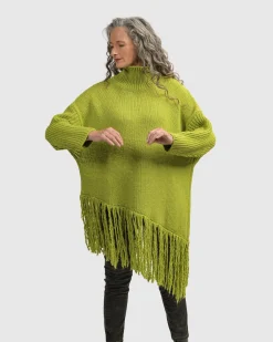 Urban Turtleneck Tunic Top, Lime