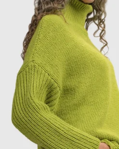 Urban Turtleneck Tunic Top, Lime
