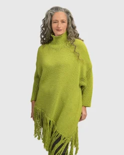 Urban Turtleneck Tunic Top, Lime