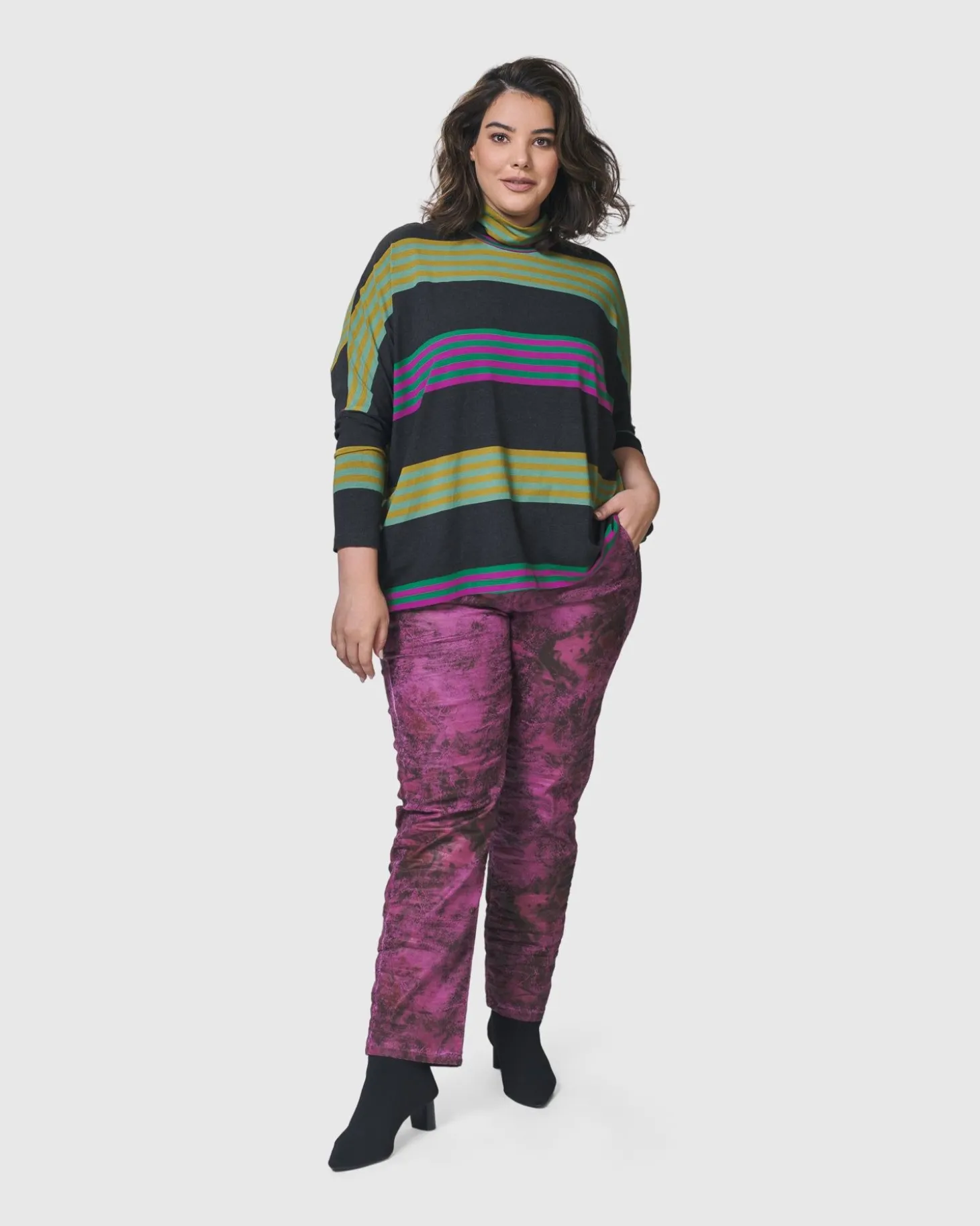 Urban Wine Bar Turtleneck Top, Stripes