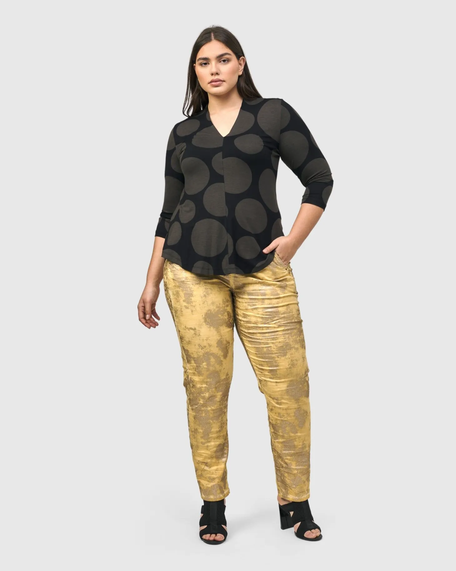 Voyager V-Neck Top, Brown