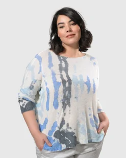 Watercolor Boxy Sweater, Nautical