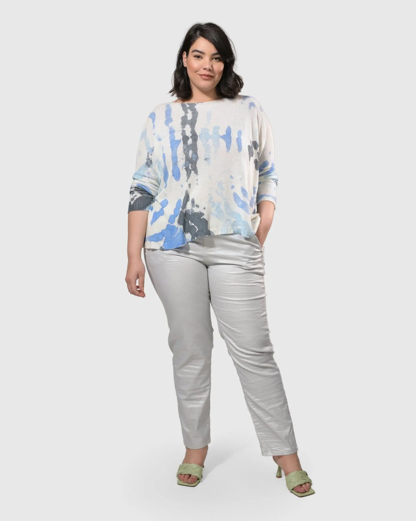 Watercolor Boxy Sweater, Nautical