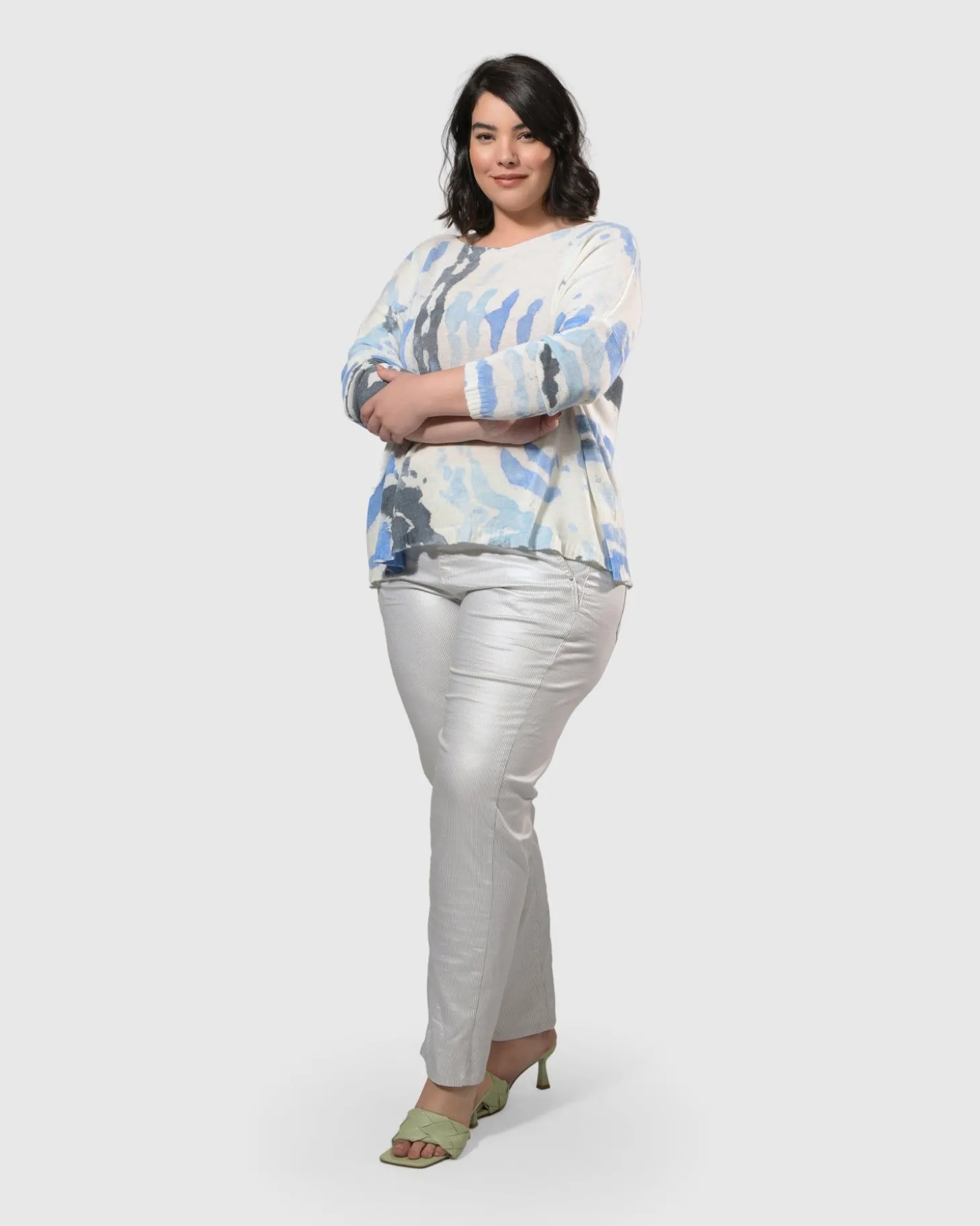 Watercolor Boxy Sweater, Nautical