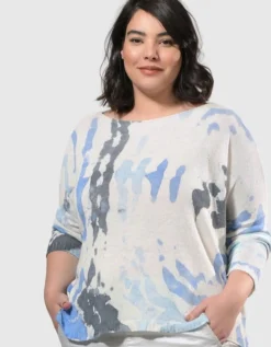 Watercolor Boxy Sweater, Nautical