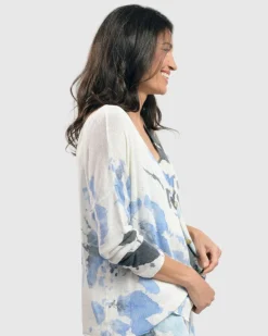 Watercolor Cardigan Sweater, Nautical