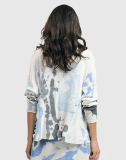 Watercolor Cardigan Sweater, Nautical