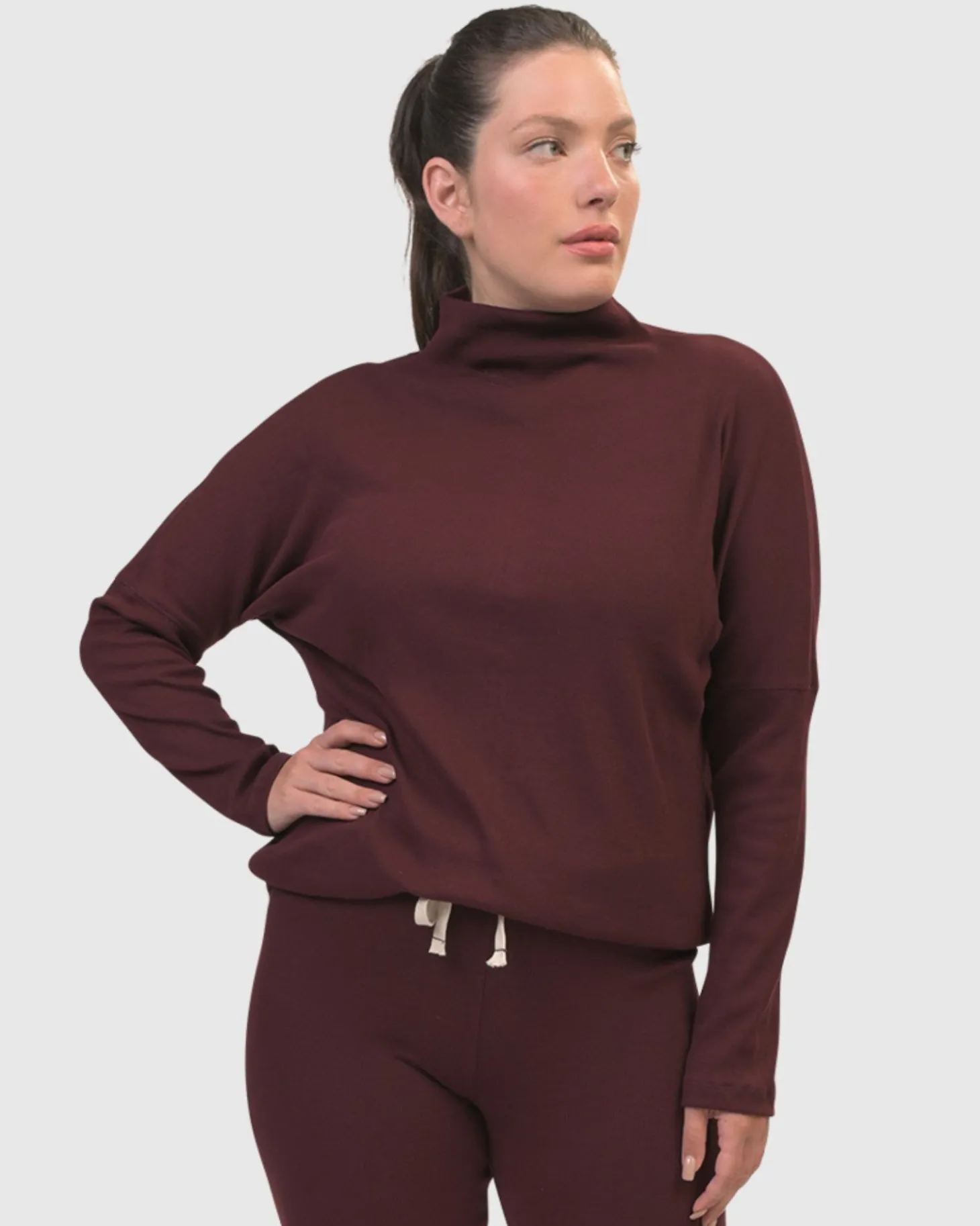 Zen Drawstring Sweatshirt, Wine
