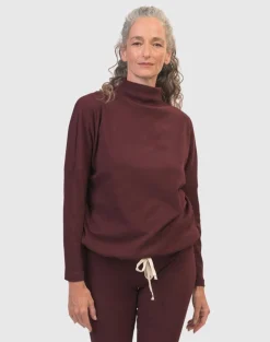 Zen Drawstring Sweatshirt, Wine