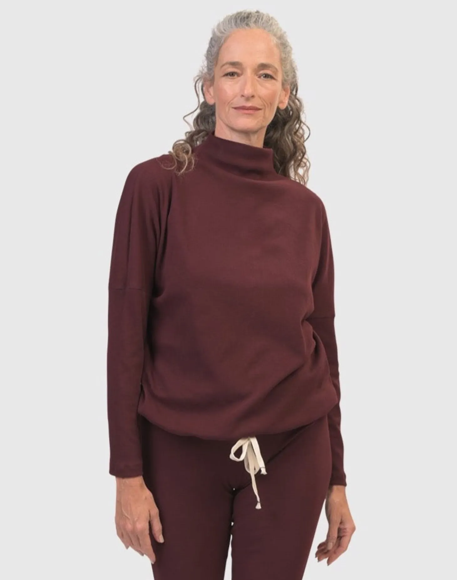 Zen Drawstring Sweatshirt, Wine