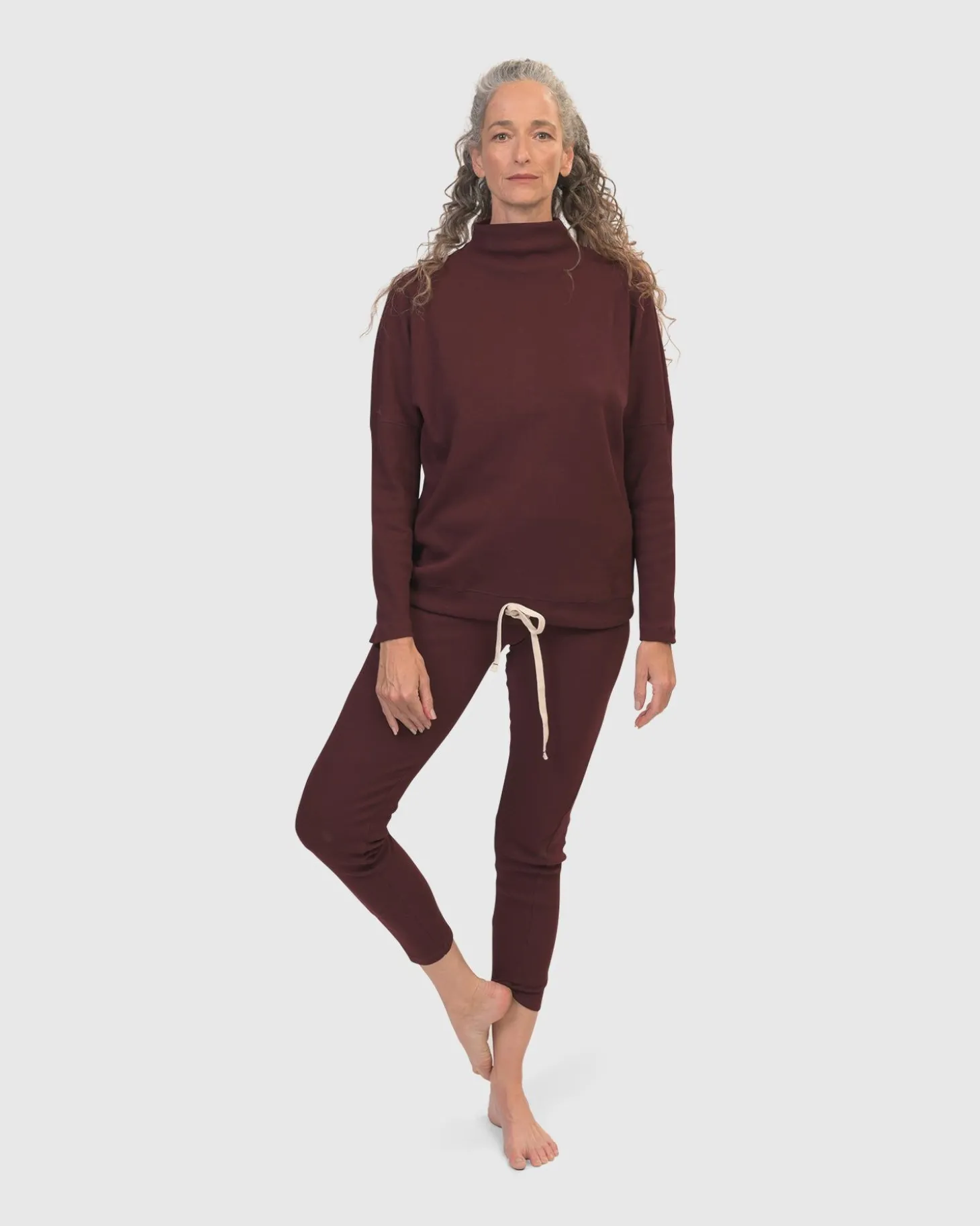 Zen Drawstring Sweatshirt, Wine